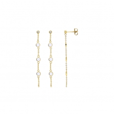 Boucles d'oreilles pendantes oxyde serti clos et ronds résine noire, acier