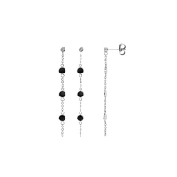 Boucles d'oreilles pendantes oxyde serti clos et ronds résine noire, acier