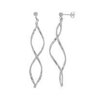 Boucles d'oreilles pendantes spirales, argent 925/1000 platiné