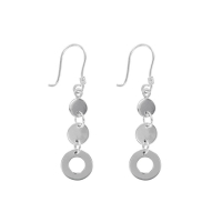 Boucles d'oreilles pendantes trois cercles en argent rhodié 925/1000