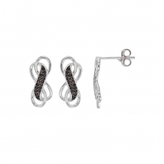 Boucles d'oreilles PORTE-BONHEUR en argent 925/1000 rhodié et oxyde de zirconium noir - infinis