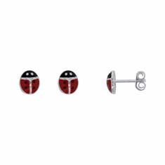 Boucles d'oreilles puce coccinelle en argent 925/1000