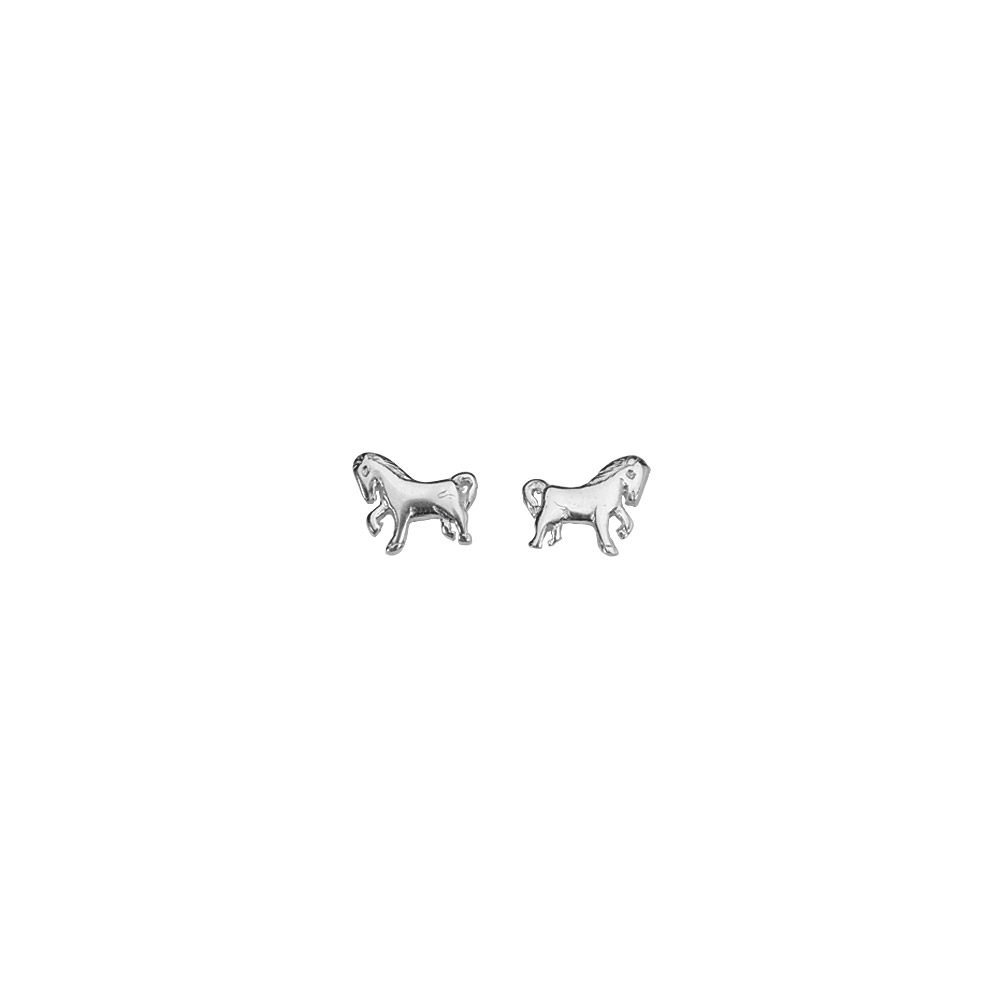 Boucles d'oreilles puce en forme de cheval en argent 925/1000