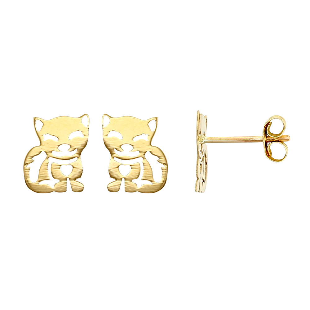 Boucles d'oreilles puce Or 375/1000 - chat