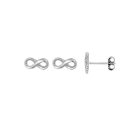 Boucles d'oreilles puce symbole infini en argent rhodié 925/1000