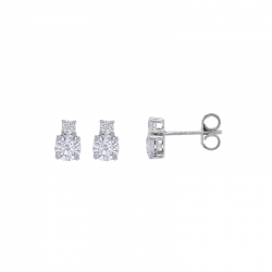 Boucles d'oreilles puces 2 oxydes de zirconium sertis griffes 2,5-5mm Or 375/1000