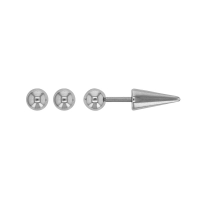 Boucles d'oreilles puces à boule et picot acier, pour homme
