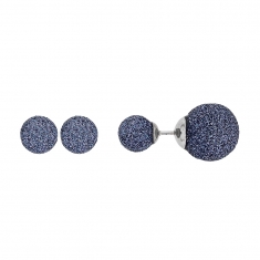 Boucles d'oreilles puces acier 2 boules pailletées bleues ø 7-10 mm