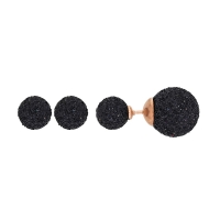 Boucles d'oreilles puces acier doré rose 2 boules pailletées noir ø 7-10 mm