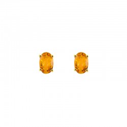 Boucles d'oreilles puces Aigue-marine ovale 5x4mm sertie 4 griffes, Or 750/1000