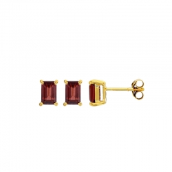 Boucles d'oreilles puces Aigue-marine taille rectangle 6x4mm, Or 750/1000