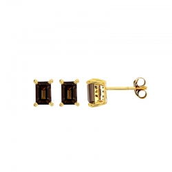 Boucles d'oreilles puces Aigue-marine taille rectangle 6x4mm, Or 750/1000