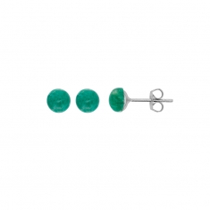 Boucles d'oreilles puces Amazonite verte, argent 925/1000 rhodié