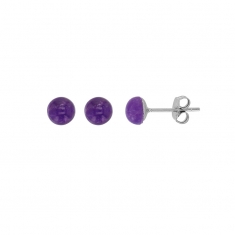 Boucles d'oreilles puces Améthyste, argent 925/1000 rhodié