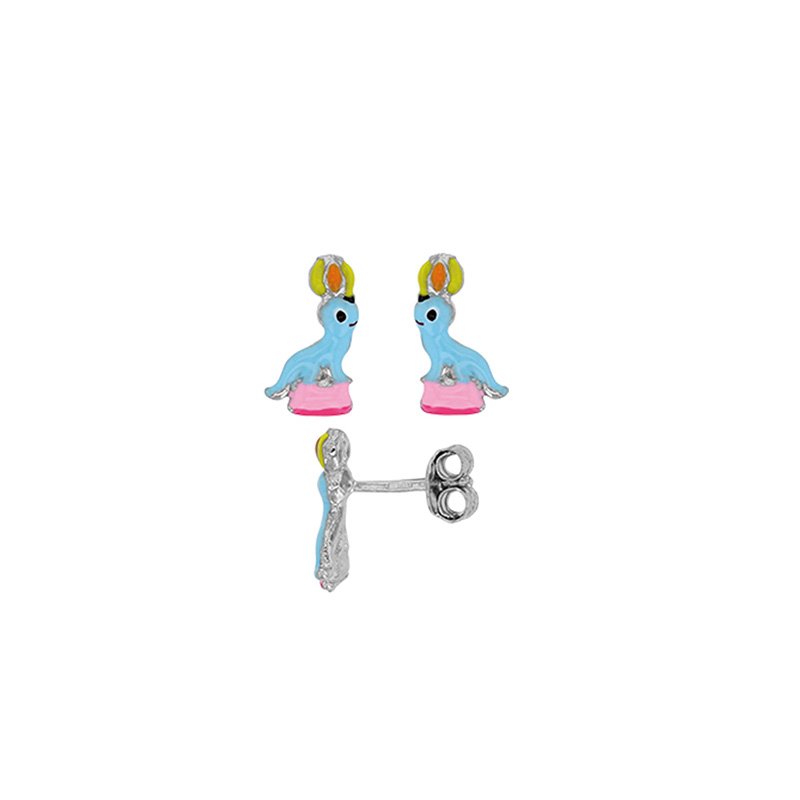 Boucles d'oreilles puces argent rhodié forme otarie