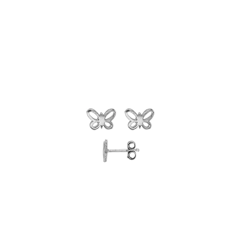 Boucles d'oreilles puces argent rhodié papillon ajouré