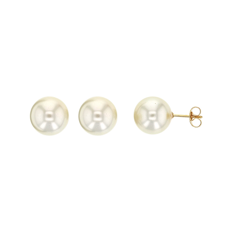 Boucles d'oreilles puces avec Perles de Majorque et fermoir en plaqué or
