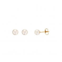 Boucles d'oreilles puces avec Perles de Majorque et fermoir en plaqué or