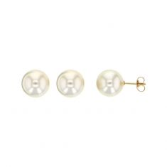 Boucles d'oreilles puces avec Perles de Majorque et fermoir en plaqué or