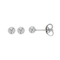 Boucles d'oreilles puces boules 3mm, argent 925/1000 platiné