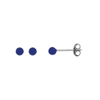 Boucles d'oreilles puces boules bleu marine émaillées, argent 925/1000 rhodié