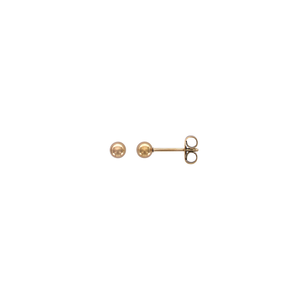 Boucles d'oreilles puces boules en acier doré-rose diam. 4mm