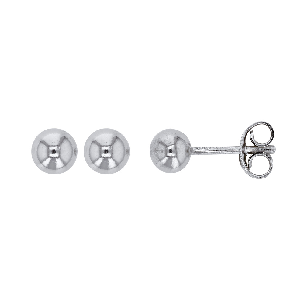 Boucles d'oreilles puces boules 3mm, argent 925/1000 platiné