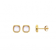 Boucles d'oreilles puces cabochon Améthyste Or 375/1000