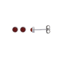 Boucles d'oreilles puces cabochon rond agate noire, argent 925/1000 rhodié