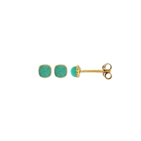 Boucles d'oreilles puces Chrysoprase bombée, Or 750/1000