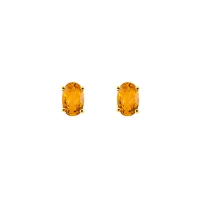 Boucles d'oreilles puces Citrine ovale 5x4mm sertie 4 griffes, Or 750/1000