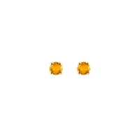 Boucles d'oreilles puces Citrine ronde sertie 4 griffes, Or 750/1000