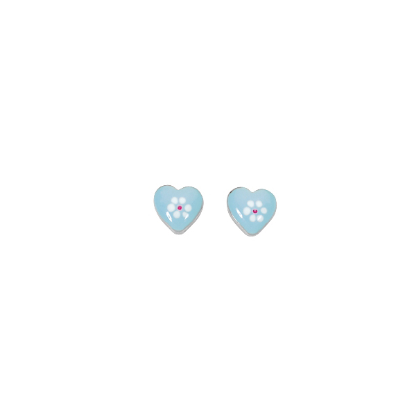 Boucles d'oreilles puces coeur en argent rhodié