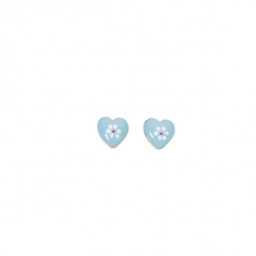 Boucles d'oreilles puces coeur en argent rhodié