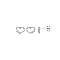 Boucles d'oreilles puces coeur infini, argent 925/1000 platiné