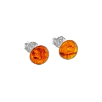 Boucles d'oreilles puces demi-boule en Ambre et argent 925/1000