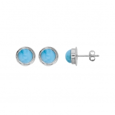 Boucles d'oreilles puces demi-rondes Larimar, argent 925/1000