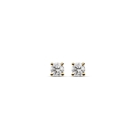 Boucles d'oreilles puces diamants synthétiques 0,25ct GVS sertis 4 griffes, Or jaune 750/1000