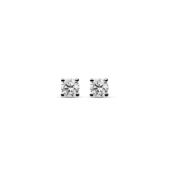 Boucles d'oreilles puces diamants synthétiques 0,50ct GVS sertis 4 griffes, Or blanc 750/1000