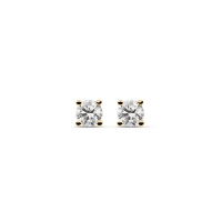 Boucles d'oreilles puces diamants synthétiques 0,75ct GVS sertis 4 griffes, Or jaune 750/1000