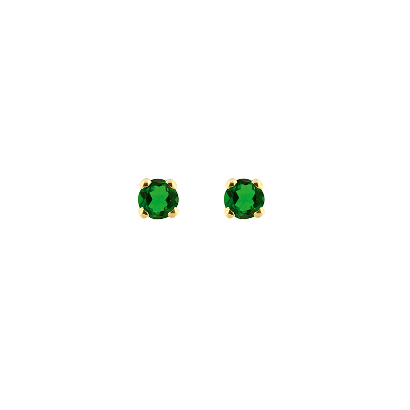 Boucles d'oreilles puces Diopside ronde sertie 4 griffes, Or 750/1000