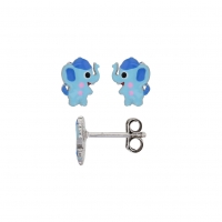 Boucles d'oreilles puces éléphant en argent 925/1000 rhodié