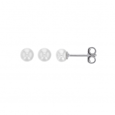 Boucles d'oreilles puces en argent 925/1000 rhodié avec Perles d'eau douce blanches