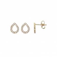 Boucles d'oreilles puces en forme de goutte ornées d’oxydes, Or 375/1000