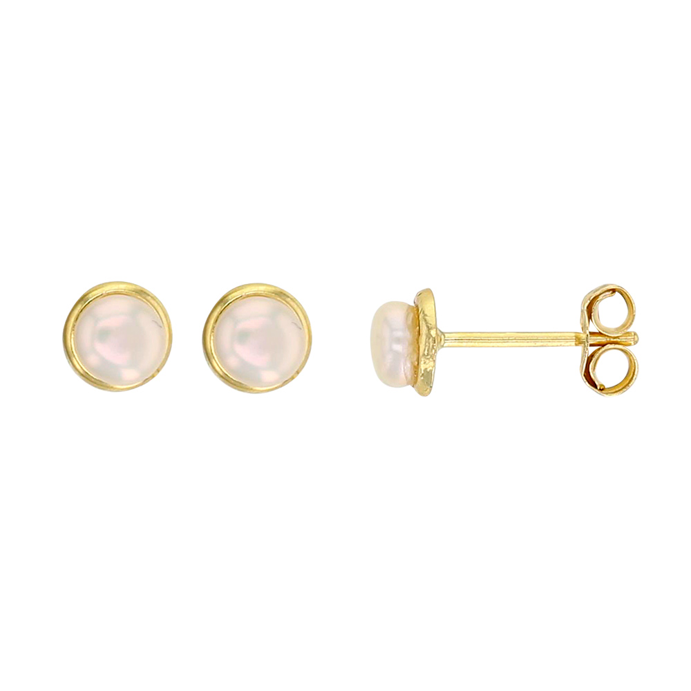 Boucles d'oreilles puces en Or 750/1000 et perle d'eau douce diam. 3,5mm