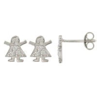 Boucles d'oreilles puces fillette en argent et oxyde de zirconium