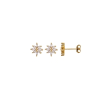 Boucles d'oreilles puces fleurs avec oxydes, plaqué or