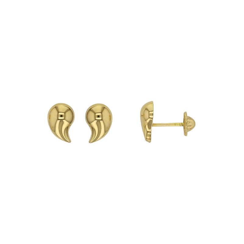 Boucles d'oreilles puces forme goutte, Or 750/1000