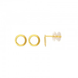 Boucles d'oreilles puces forme ronde Or 375/1000 et poussettes silicone