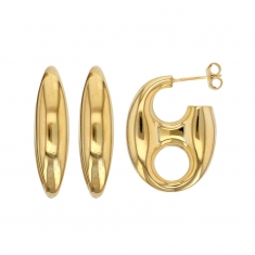 Boucles d'oreilles puces grain de café, argent 925/1000 doré